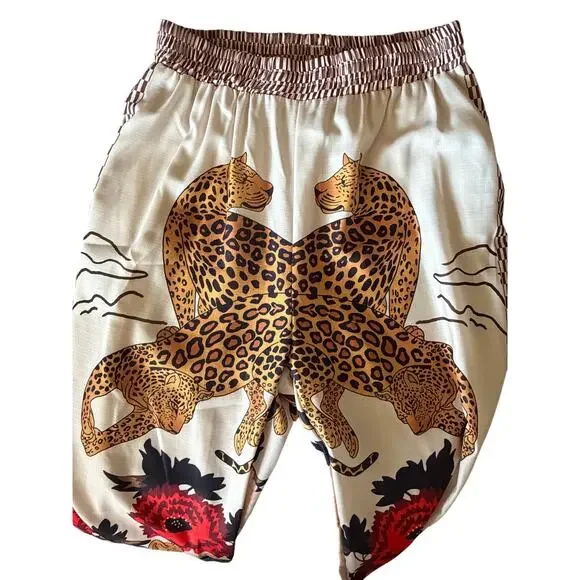 Wild Patter Print Boutique Wide Leg Pant Lounge Set size Small NEW - Picture 9 of 12